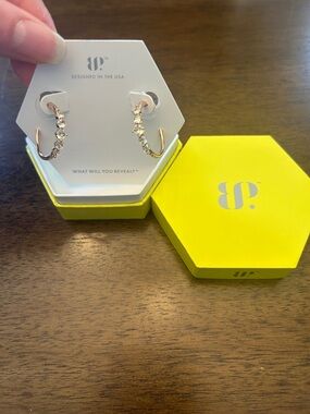 Bomb Party Rose Gold Hoop Earrings with Lemon CZ